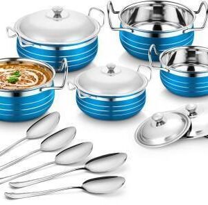 Classic Essential 5pcs coloured handi Induction Bottom Cookware Set (Stainless Steel, 5 - Piece)