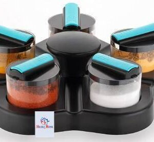 Home Plastic Multipurpose Spice Rack 5 Piece Condiment Set 250Ml