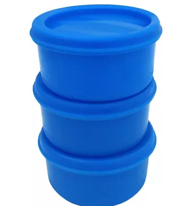 PRINCEWARE - 100 ml Plastic Grocery Container (Pack of 3, Blue)