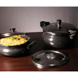 Pigeon All In One Super Cooker Value Pack 3 L, 5 L Induction Bottom Pressure Cooker (Aluminium)