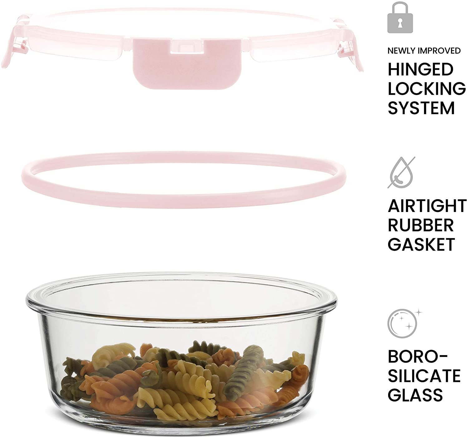 Newly Innovated Hinged BPA-free Locking lids - 100% Leakproof Glass Meal-Prep Containers, Great On-the-Go & Freezer-to-Oven-Safe Food Containers - Image 2