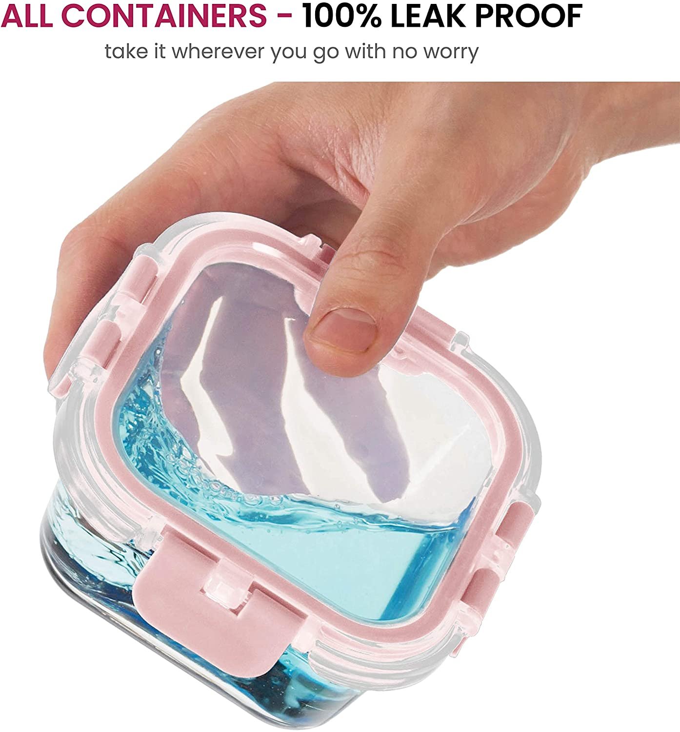 Newly Innovated Hinged BPA-free Locking lids - 100% Leakproof Glass Meal-Prep Containers, Great On-the-Go & Freezer-to-Oven-Safe Food Containers - Image 3