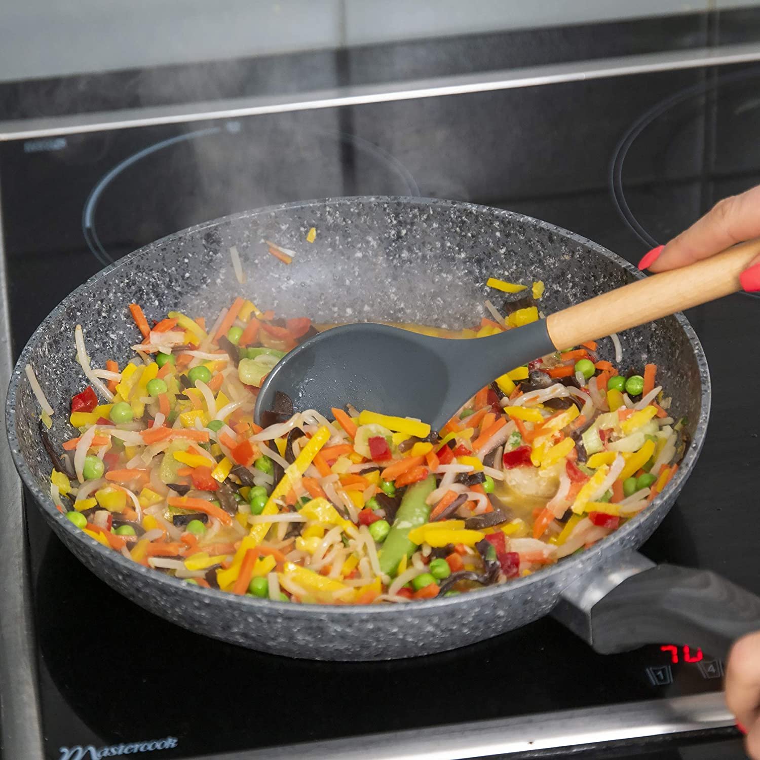 Non-Stick Wooden Spatula Set - 230°C Heat Resistant - Non-Scratch Cook's Gadgets - Silicone Utensils - Image 4
