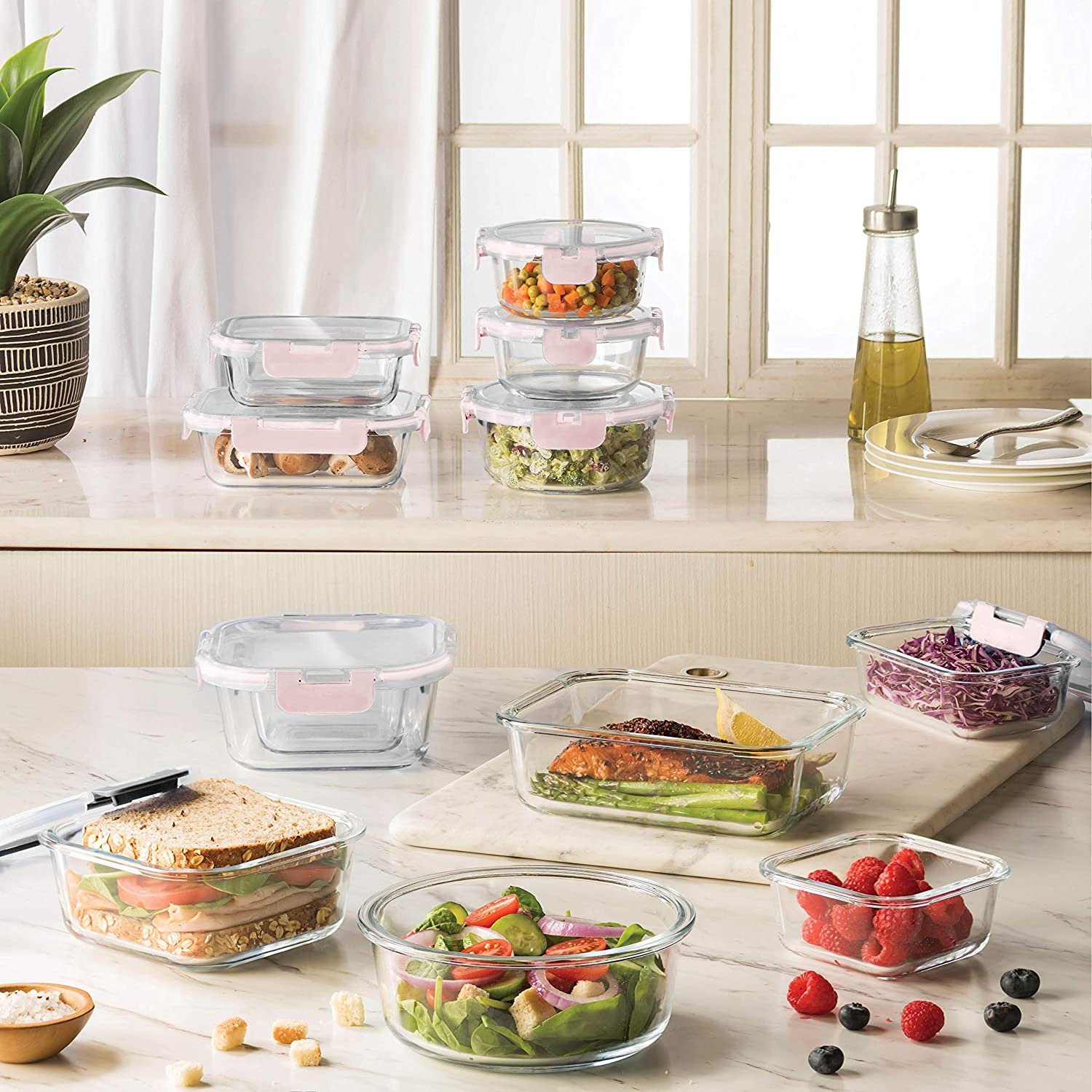 Newly Innovated Hinged BPA-free Locking lids - 100% Leakproof Glass Meal-Prep Containers, Great On-the-Go & Freezer-to-Oven-Safe Food Containers - Image 4