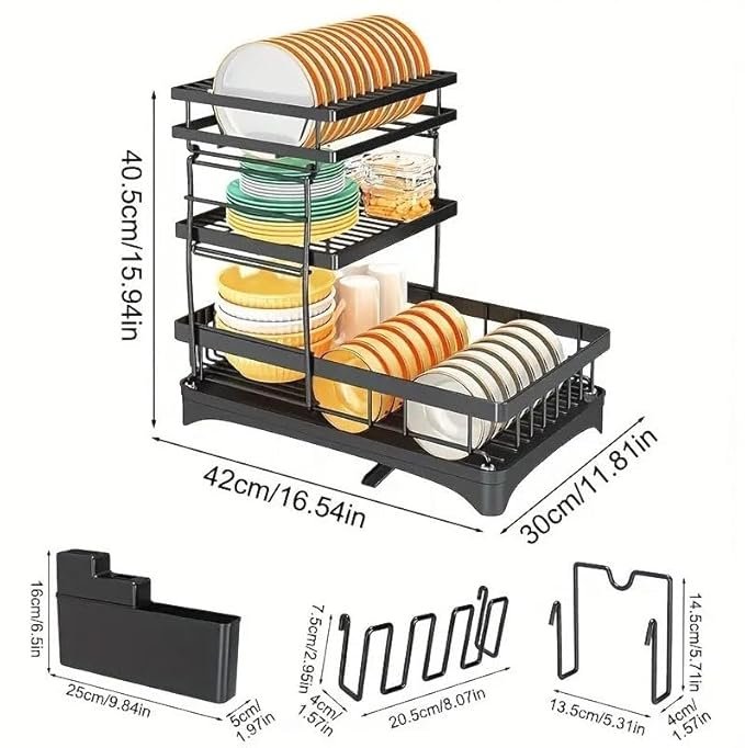 Glaceon 3 Tier Removable Dish Drainer for Kitchen Countertop,Dish Drainer Organizer Shelf Detachable with Utensil Holder,Cutting Board Stand, Cup Drainer Large Capacity Dish Drainer (358 rack) - Image 6
