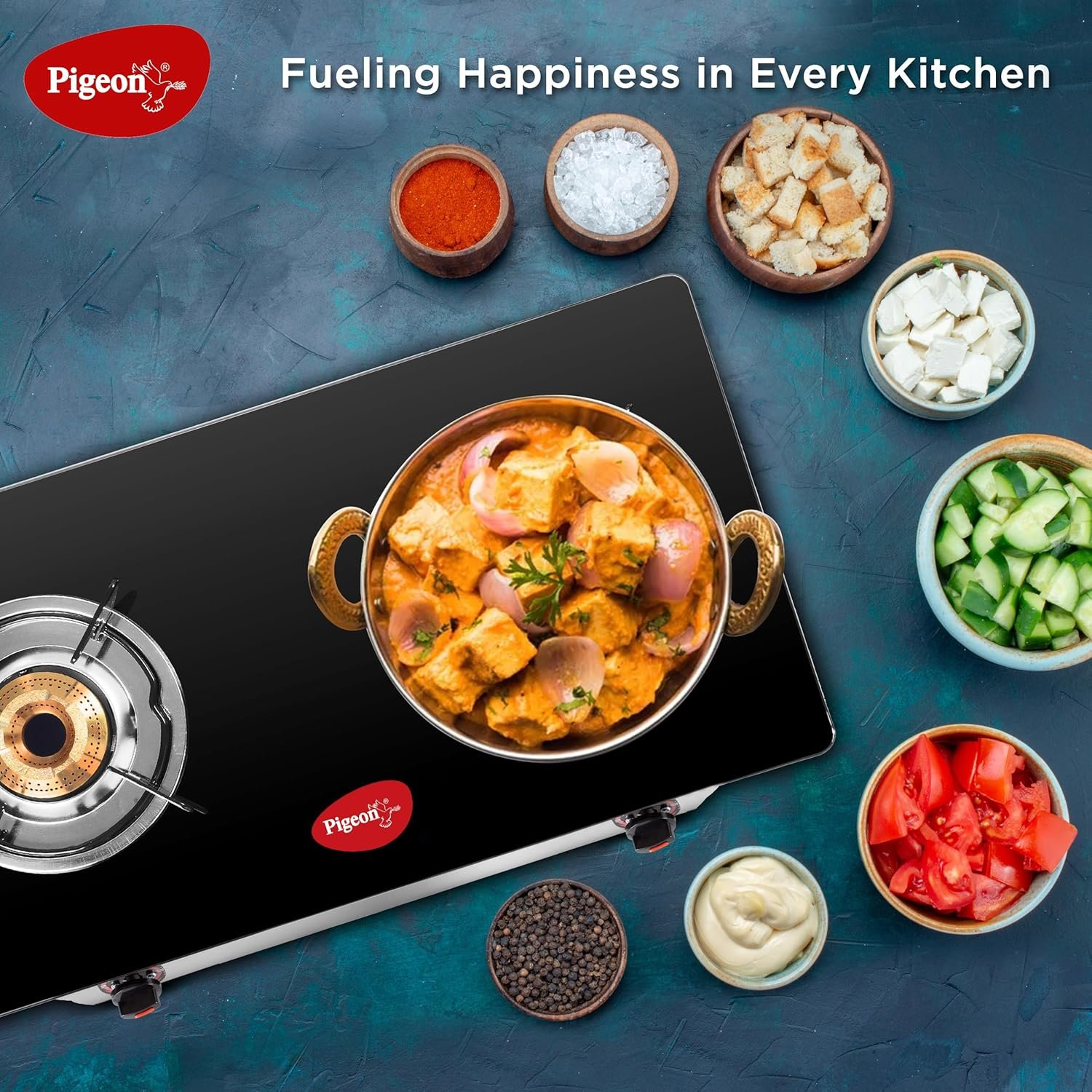 Pigeon by Stovekraft Favourite Glass Top 2 Burner Gas Stove, Manual Ignition (Black) - Image 2