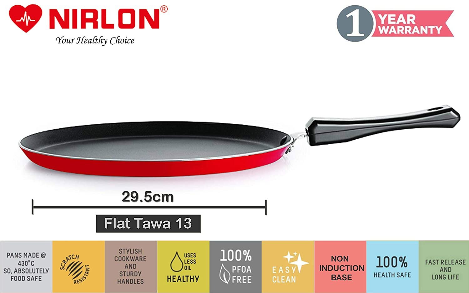Nirlon Non-Stick Aluminium Gas Compatible Cookware Kitchen Utensils Combo Gift Set Offer - 9 Pieces, - Image 3