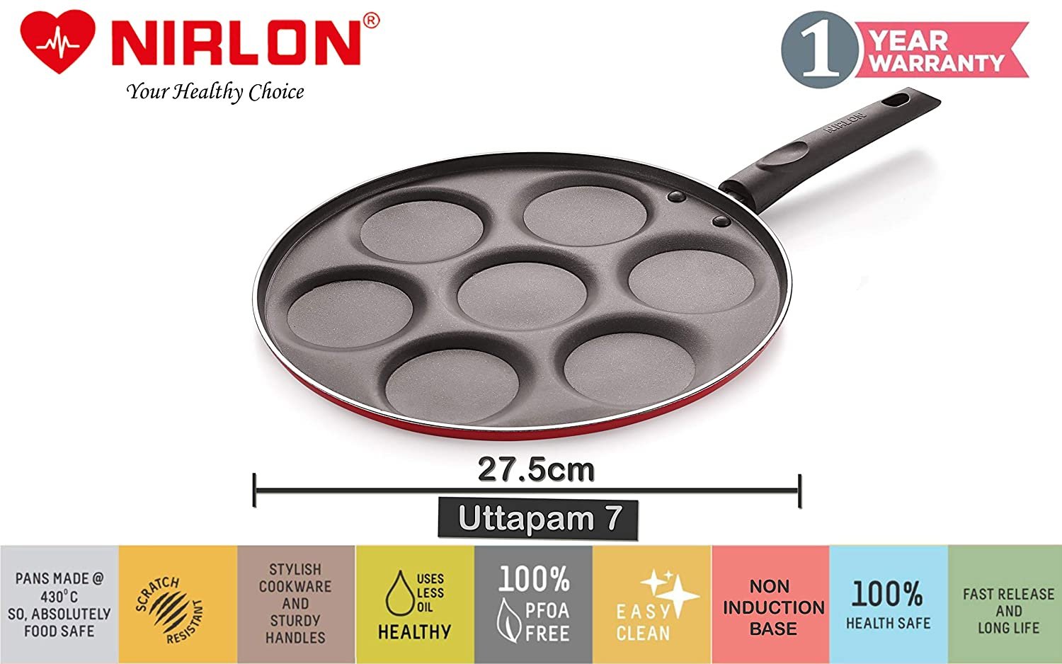 Nirlon Non-Stick Aluminium Gas Compatible Cookware Kitchen Utensils Combo Gift Set Offer - 9 Pieces, - Image 6