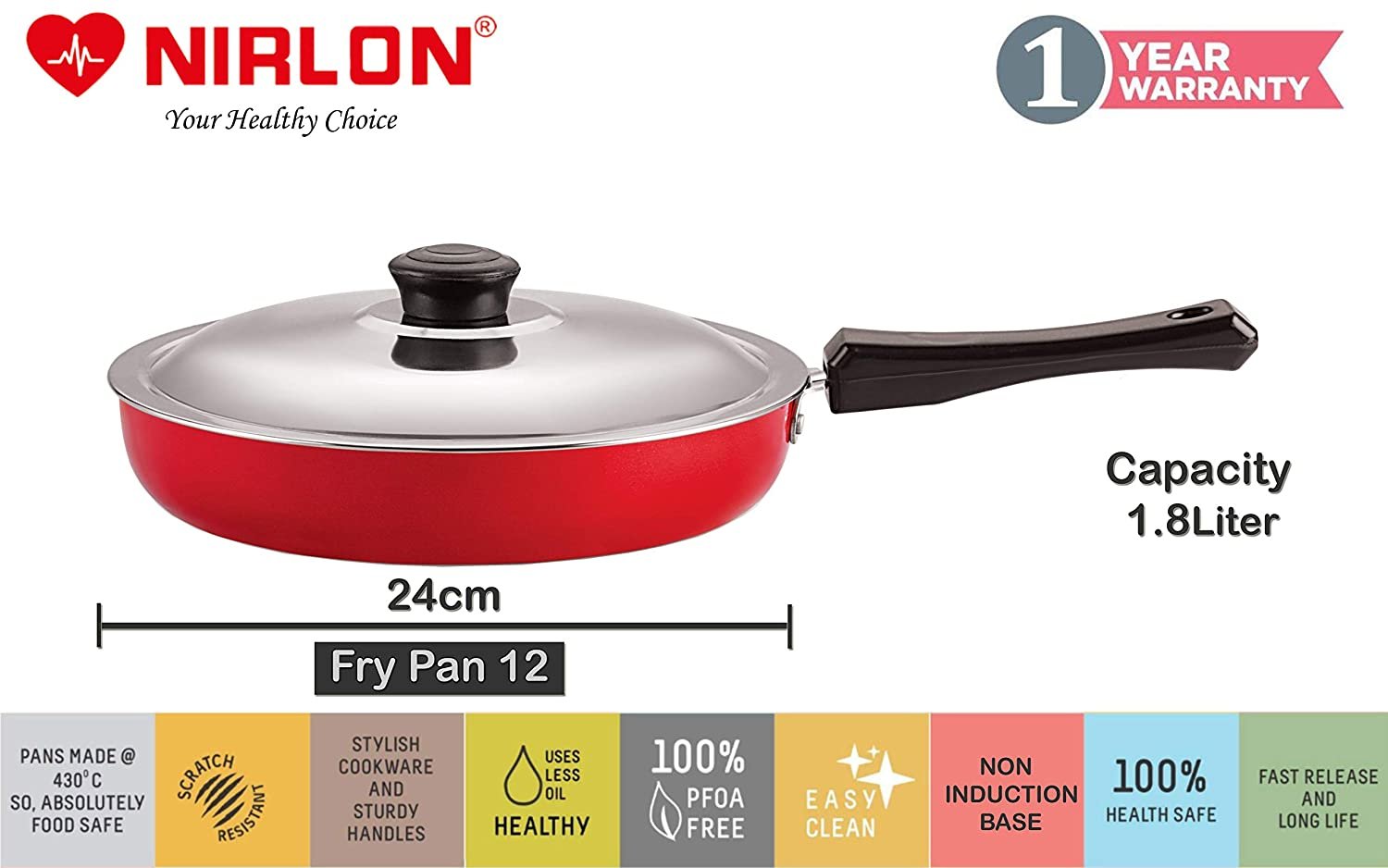 Nirlon Non-Stick Aluminium Gas Compatible Cookware Kitchen Utensils Combo Gift Set Offer - 9 Pieces, - Image 8