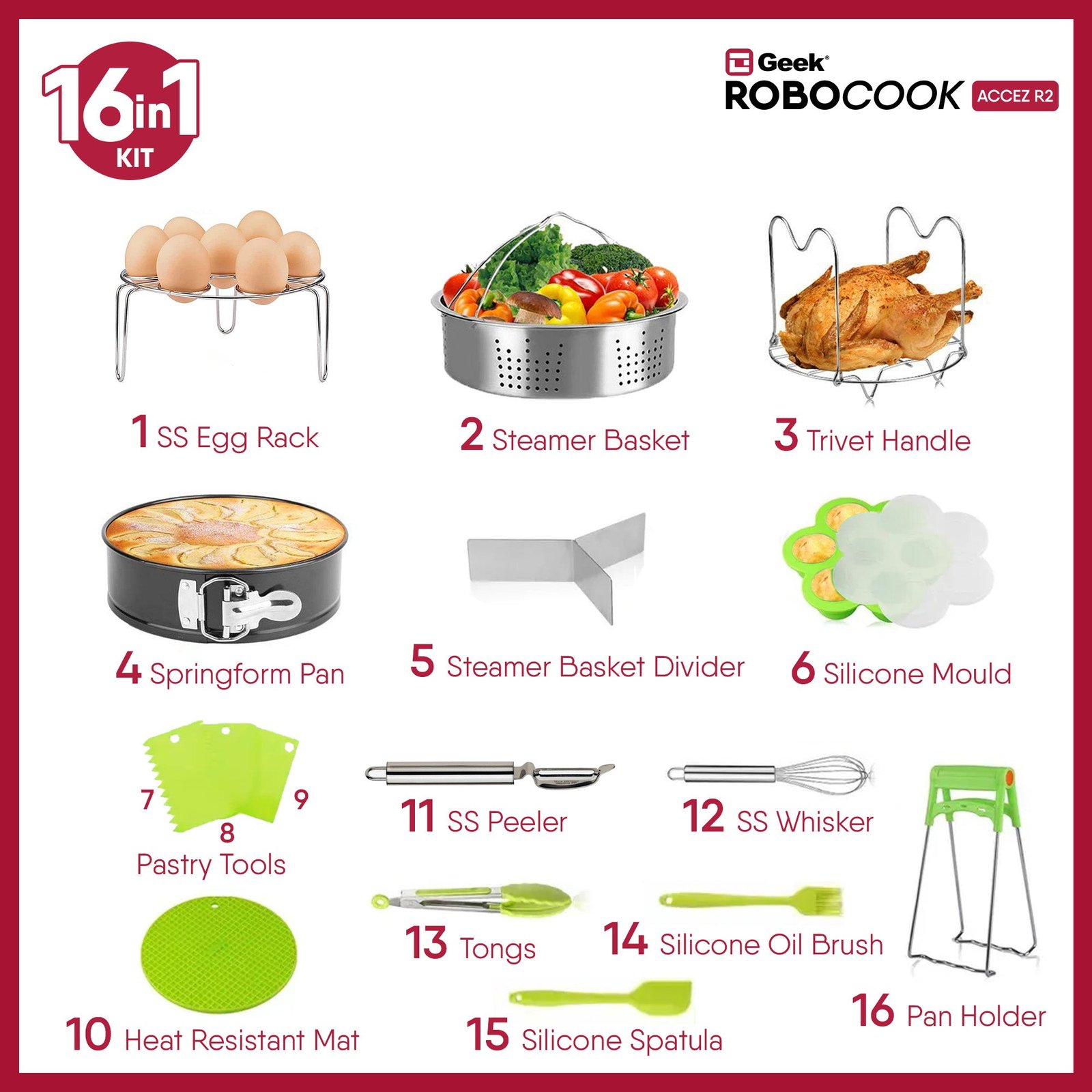Robocook Accez R2 Electric Pressure Cooker Accessories Kit - Image 2
