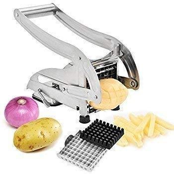 Steel Potato Chipper with 2 Blades, Easy Home Made French Fries Machine Chips Cutter, Salad Vegetable & Potato Chipper - Image 2