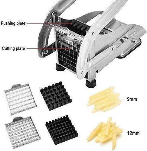 Steel Potato Chipper with 2 Blades, Easy Home Made French Fries Machine Chips Cutter, Salad Vegetable & Potato Chipper - Image 4