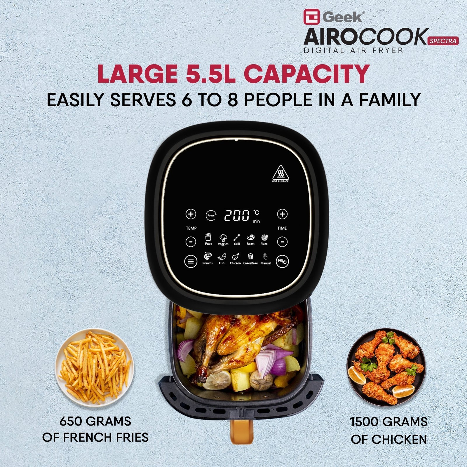 Airocook Spectra 5.5L Digital Air Fryer - Image 4