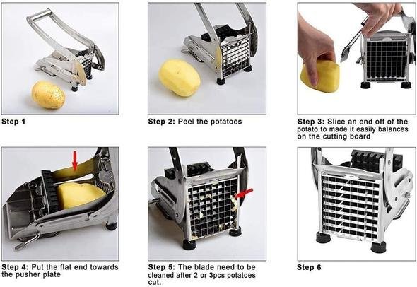 Qualimate French Fries Cutter Machine Potato Slicer for Chips Strip Chopper Kitchen Accessories Items Stainless Steel - Image 5