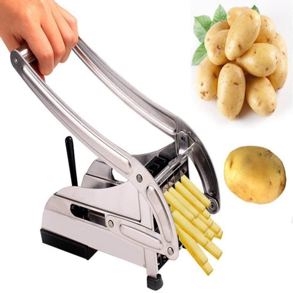 Steel Potato Chipper with 2 Blades, Easy Home Made French Fries Machine Chips Cutter, Salad Vegetable & Potato Chipper - Image 5