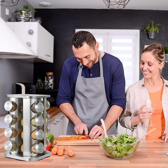 TRAY Spice Rack,16-Jar Revolving Countertop Spice Tower - Image 6